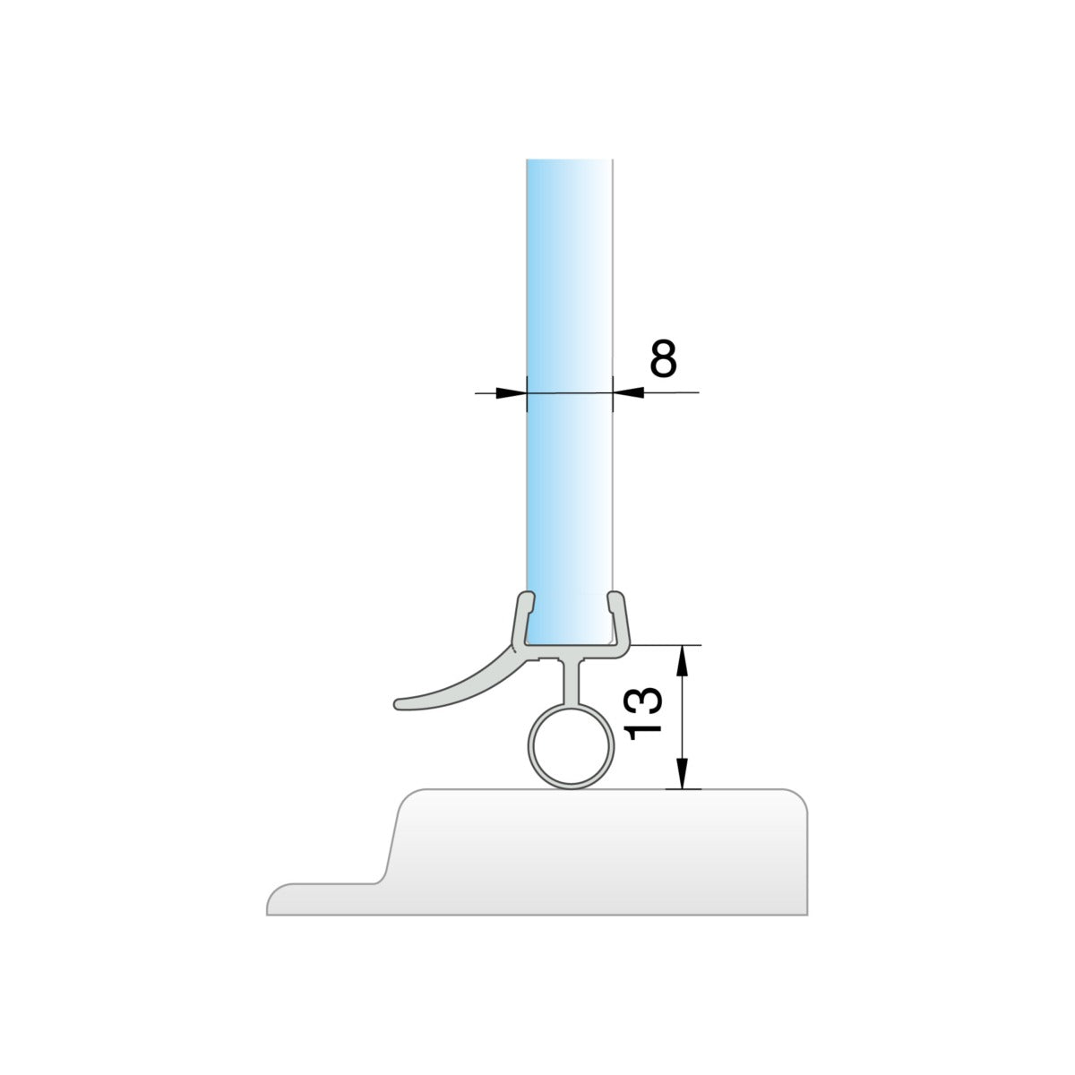 Alsó körprofilos vízvető – MINIMAL/Víztiszta (2méter)