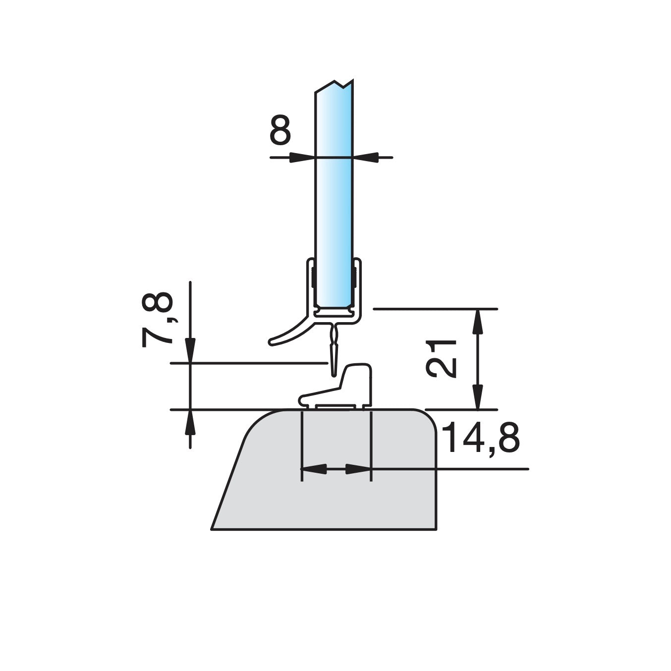 Alsó egyenes vízvető NORMAL/Víztiszta (2méter)